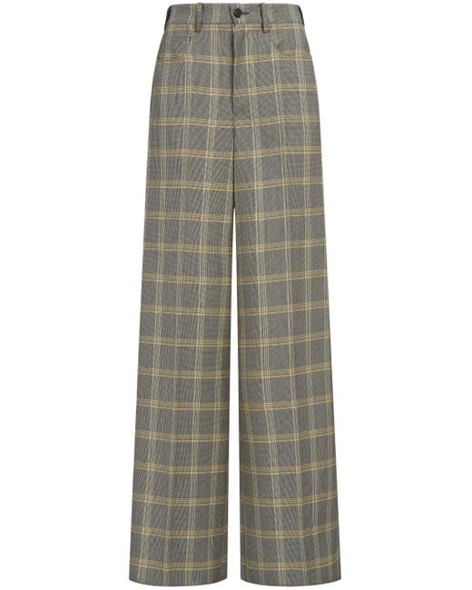 Marni Gray Check-Pattern Palazzo Pants