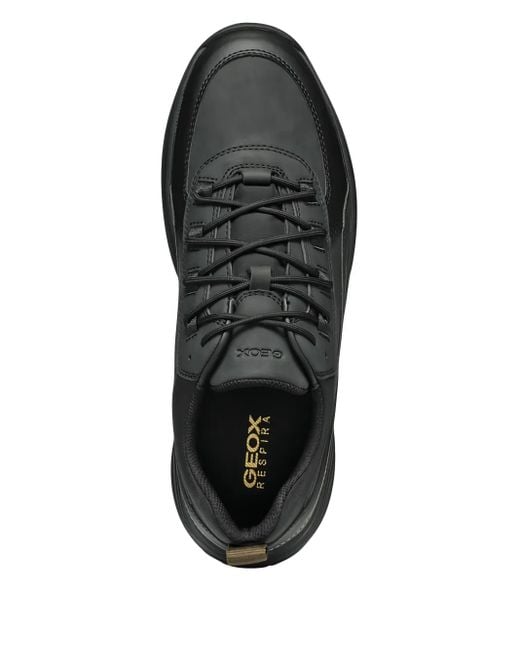 Geox Black Terrestre Leather Lace-Up Sneakers for men