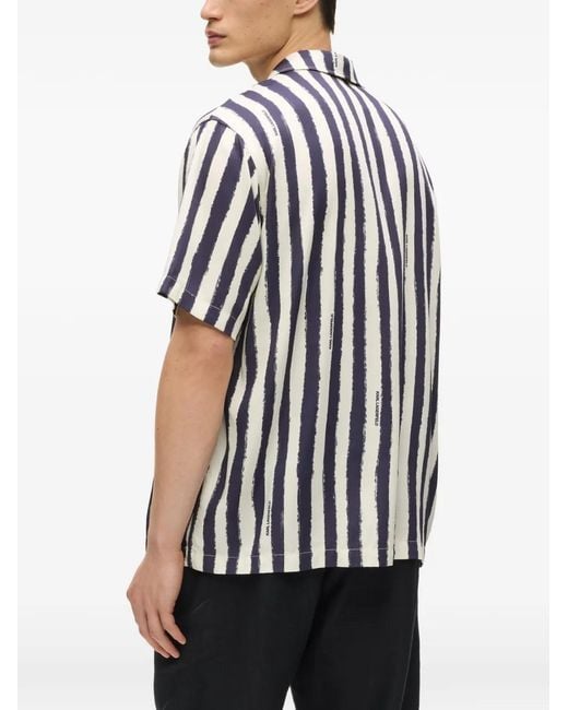 Karl Lagerfeld Blue Ikon Striped Bowling Shirt for men