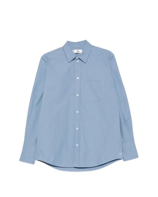 Victoria Beckham Blue Chest-Pocket Button-Up Shirt