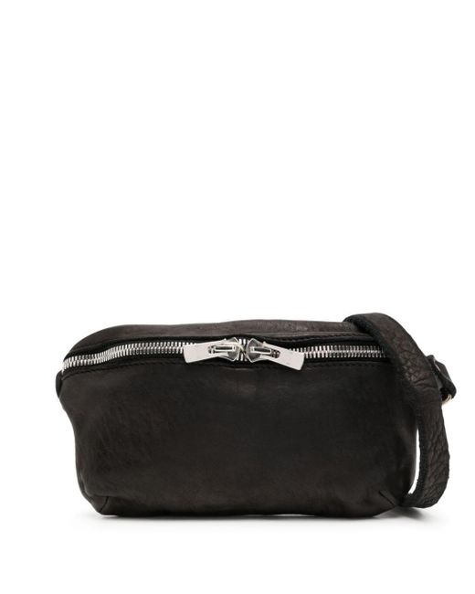 Guidi Black Full-grain Leather Messenger Bag for men