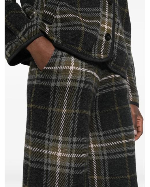 Bompard Gray Tartan-Jacquard Palazzo Pants