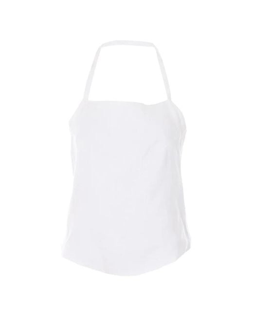 Elle White Open-Back Laces Top
