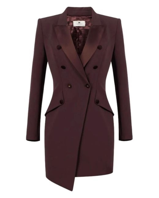 Vestido corto con doble botonadura Elisabetta Franchi de color Purple