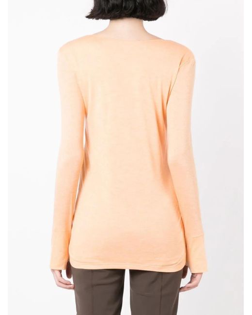 Top de manga larga con cuello redondo Gloria Coelho de color Natural