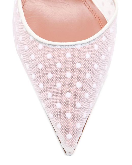 AMINA MUADDI White Holli Polka-Dot Slingback Pumps