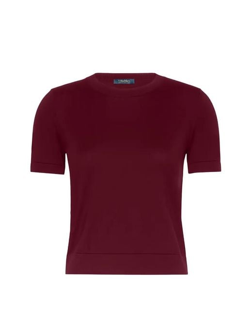 Max Mara Red Short-Sleeve Crew-Neck Sweater