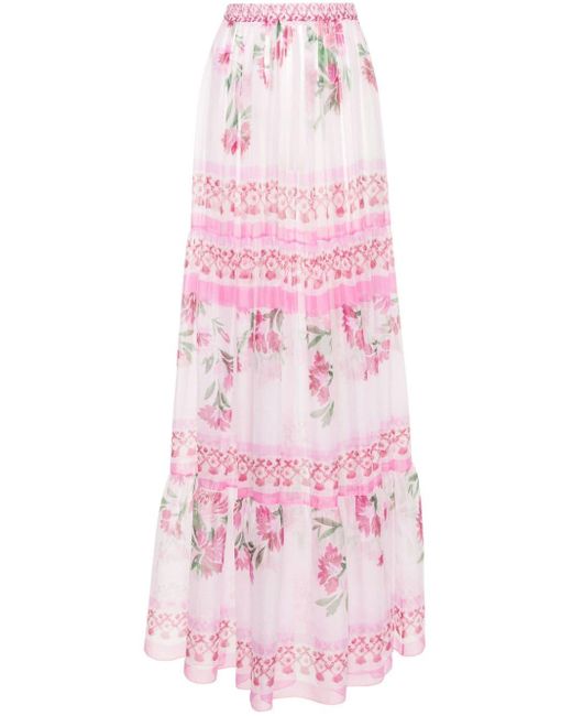 Ermanno Scervino Pink Floral-print Maxi Skirt