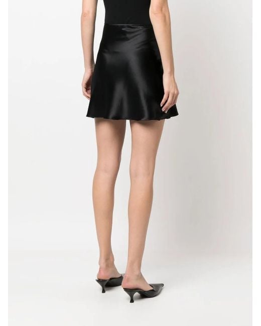 MANURI Black Silk A-Line Skirt