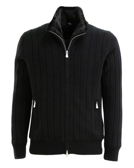 メンズ Barba Napoli リブジャケット Black