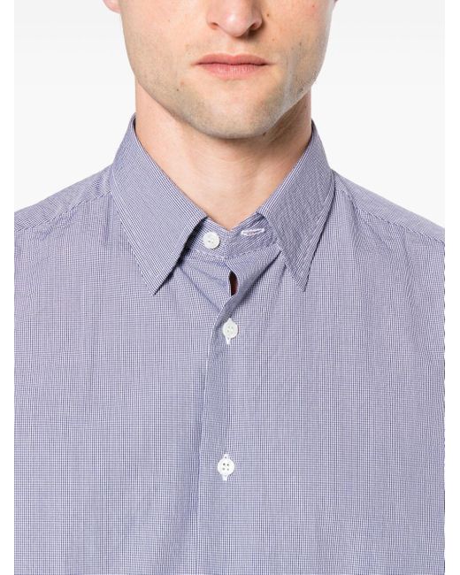 Brioni Blue Gingham-check Cotton Shirt for men