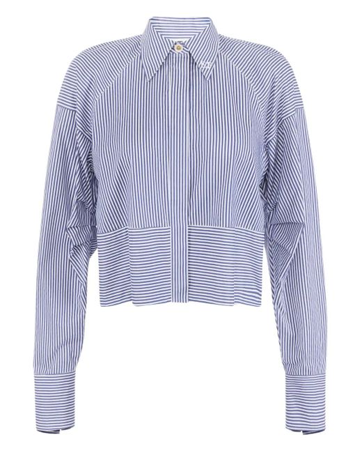 Camicia Crop A Righe di Elisabetta Franchi in Blue