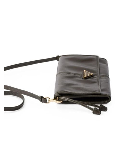 Prada Black Portefeuille En Cuir À Bride Portée Épaule