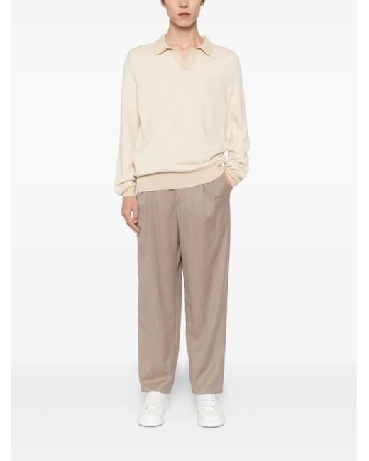 Aurélien Natural Jacquard Polo-Collar Jumper for men