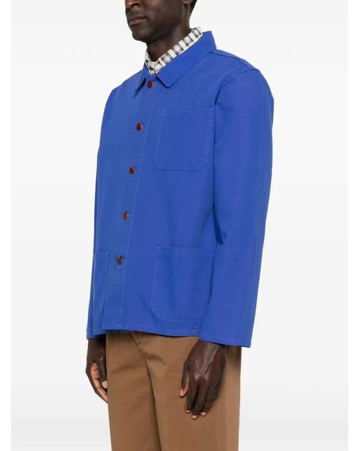Uskees Blue Surchemise À Poches Plaquées for men