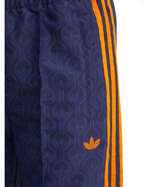 Adidas Blue Stripe-Detail Patterned Trousers