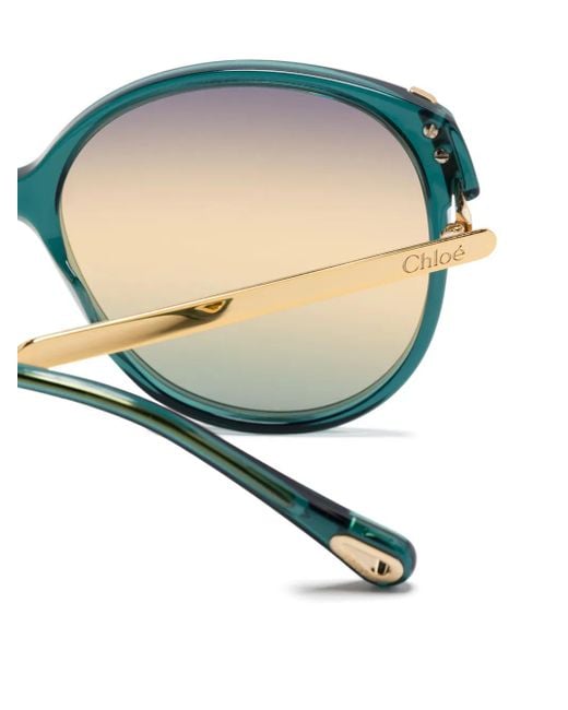 Chloé Green Round-Frame Sunglasses