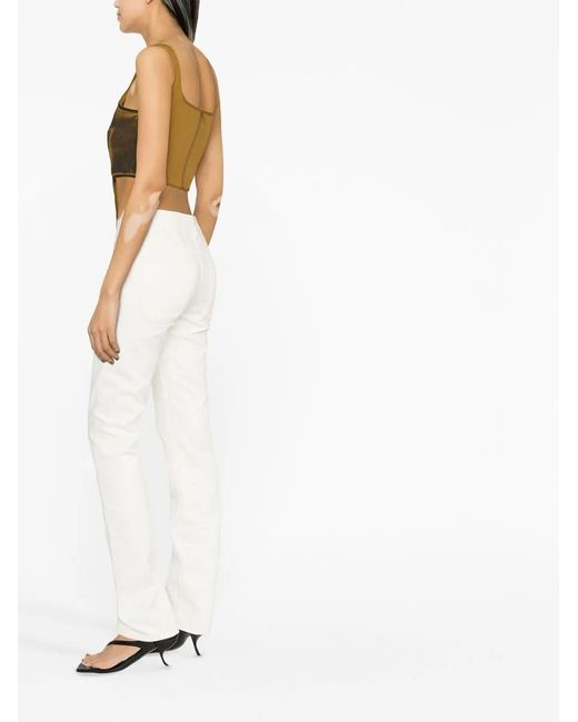 The Attico White High-Rise Slim-Leg Jeans