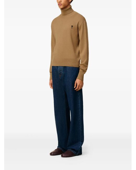 AMI Natural Ami De Coeur Turtleneck Sweater for men
