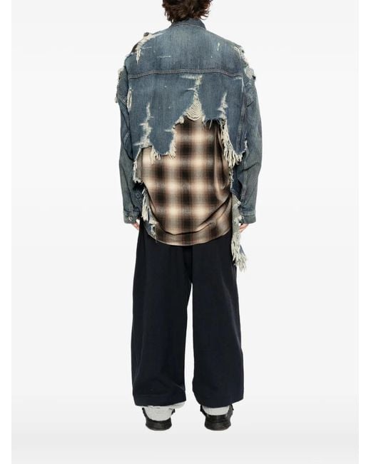 Maison Mihara Yasuhiro Blue Check Shirt Layered Jacket for men