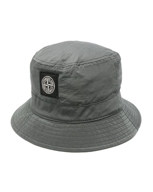 Stone Island Gray Logo-appliqué Bucket Hat for men