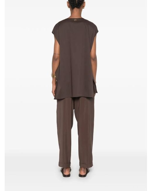 Carla G Brown Split-Neck Sleeveless Top