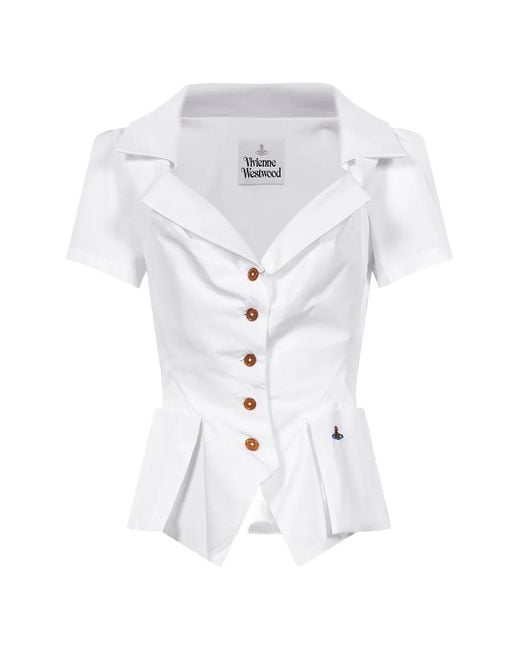 Vivienne Westwood White Peplum Short-Sleeve Shirt