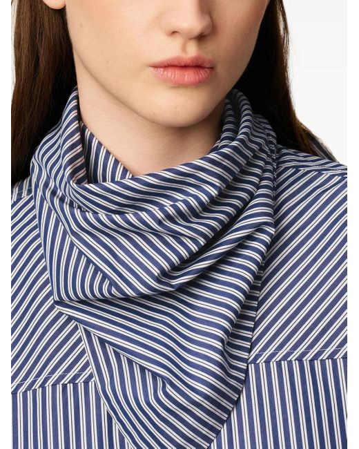 Camicia A Righe Con Colletto Stile Bandana di AMI in Blue