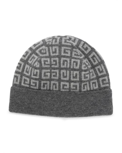Givenchy Gray 4g-intarsia Wool-blend Beanie