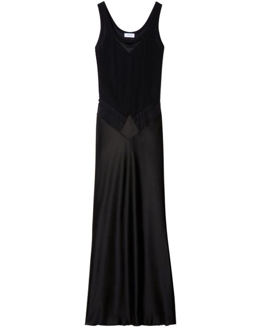Off-White c/o Virgil Abloh Black Lace-panel Satin Maxi Dress