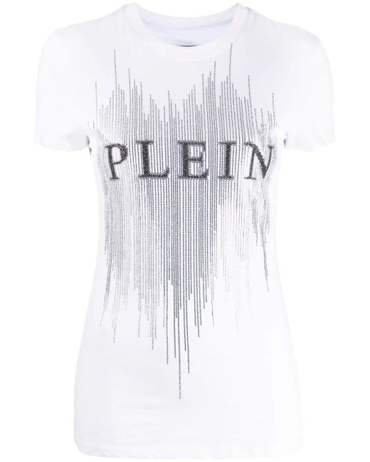 Philipp Plein White Sexy Pure Fit Logo-Appliqué T-Shirt