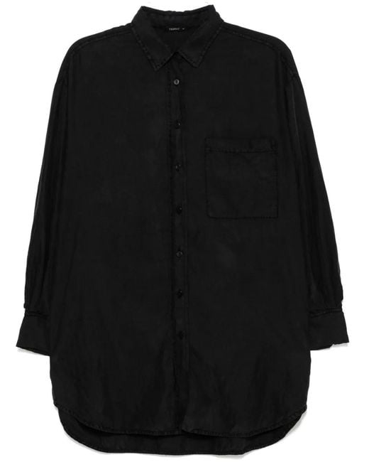 Transit Black Spread Collar Shirt