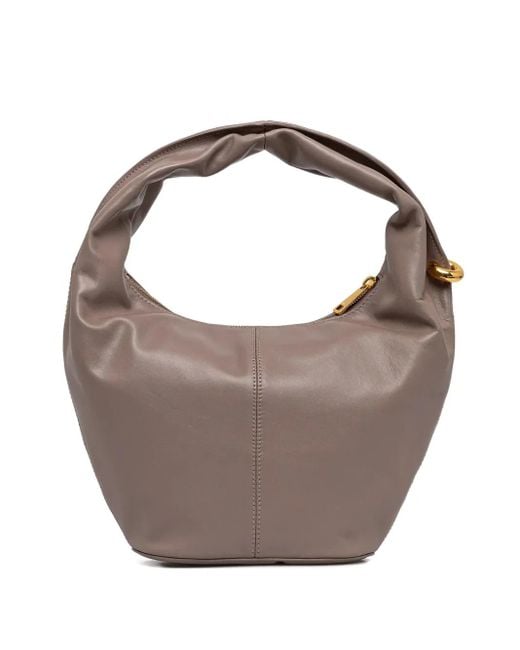 Furla Gray Twisted-Handle Leather Tote Bag