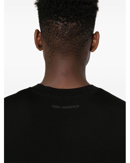 Karl Lagerfeld Black Logo-stamp Cotton T-shirt for men
