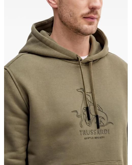 Trussardi Green Graphic Hooded Sweatshirt for men