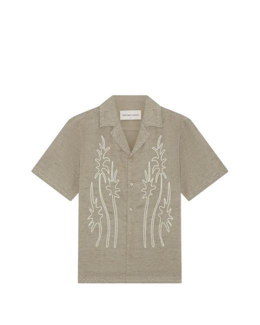 Frescobol Carioca Gray Alves Palm-Embroidered Shirt for men