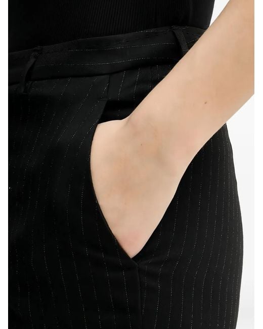 Sisley Black Ankle-Length Pinstripe Trousers