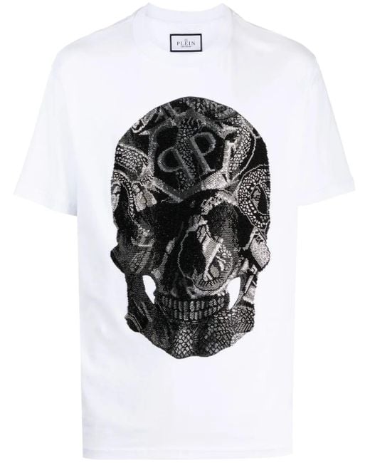 Philipp Plein Black Ss Snake Round-Neck T-Shirt for men