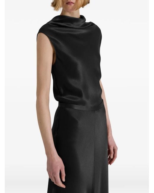 Alberta Ferretti Black High-Waisted Satin Skirt