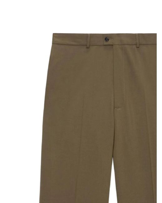 MSGM Green Wide-Leg Button Trousers for men