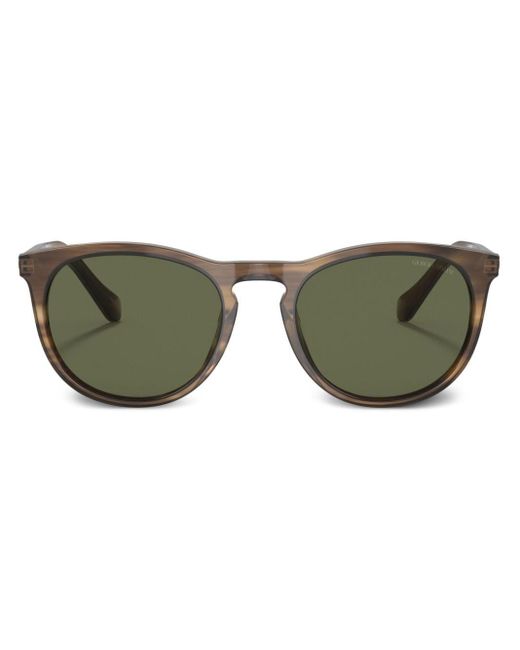 Giorgio Armani Green Tortoiseshell-effect Round-frame Sunglasses for men