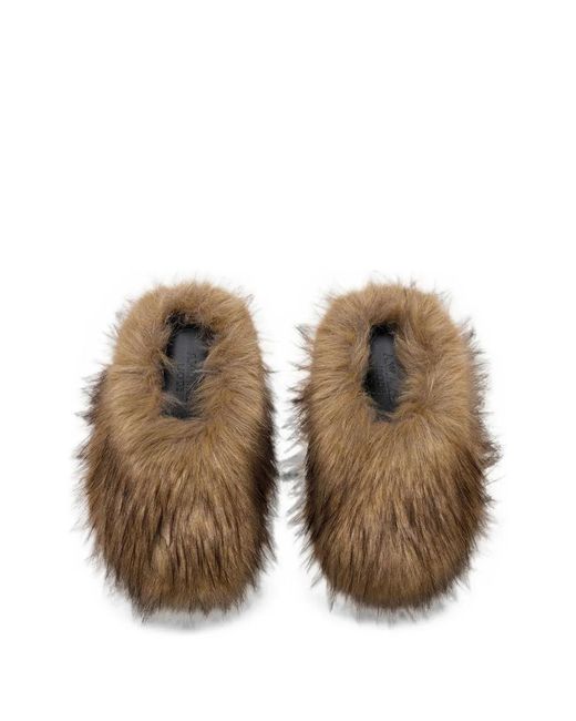 A.W.A.K.E. MODE Brown Fur-Texture Mules