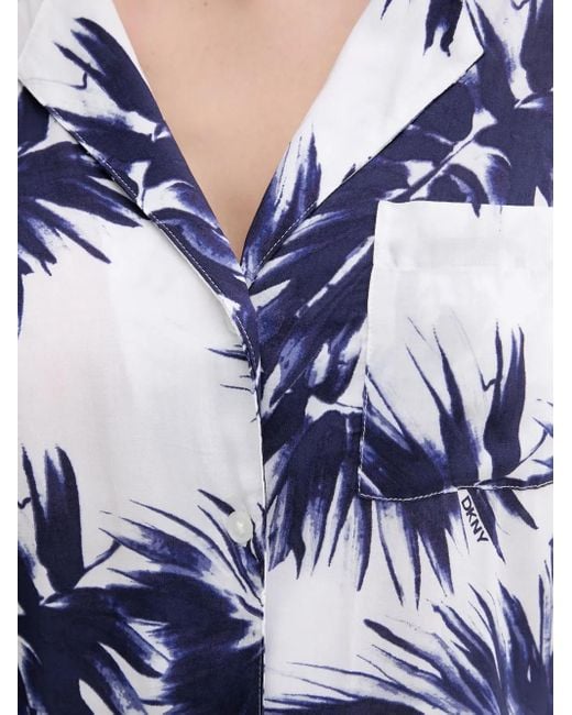 DKNY Blue Leaf-Print Pajama Set