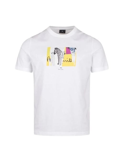 Paul Smith White Zebra-Print Short-Sleeve T-Shirt for men