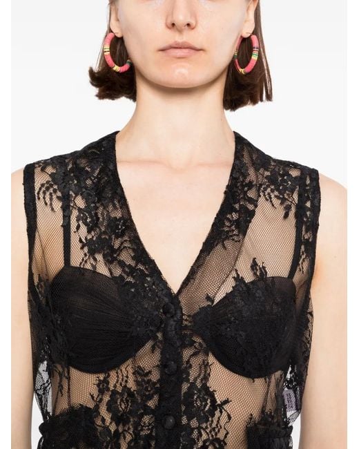 BLAKLACE Black Lace V-Neck Blouse