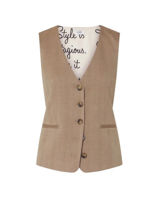 Liu Jo Natural Gilet With Toggles