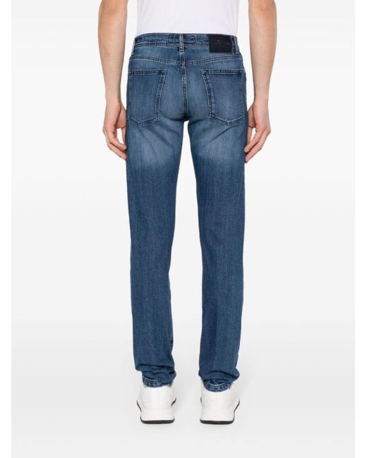 Kiton Blue Logo-tag Tapered Jeans for men