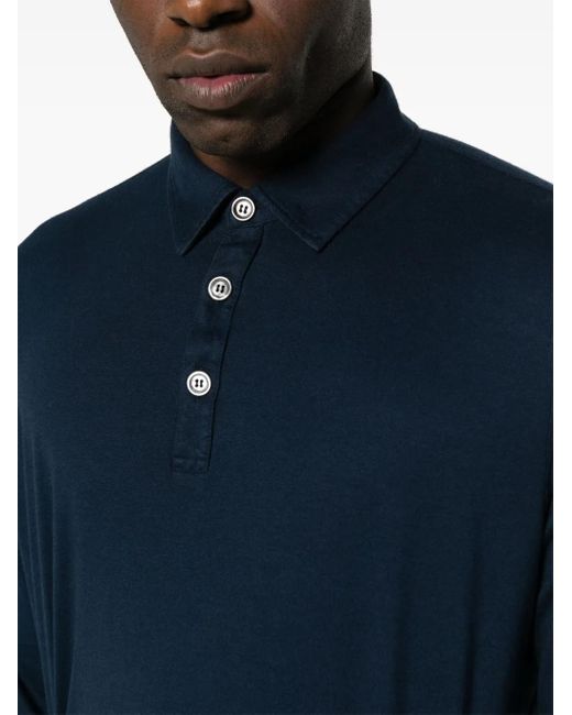 Kiton Blue Long-Sleeve Jersey Polo Shirt for men