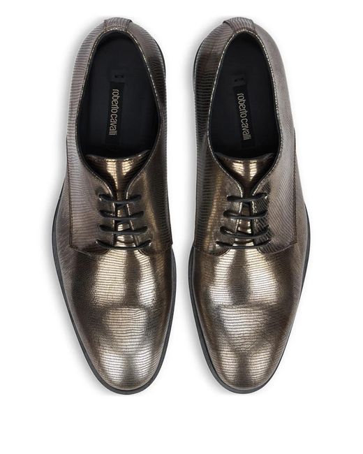Roberto Cavalli Brown Metallic Derby Shoes for men