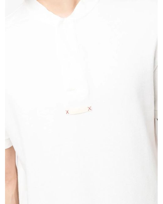 Maison Margiela White Collarless Polo Shirt for men